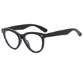 Classic black cat-eye sunglasses with silver rivets and vintage UV protection lenses - Black Frame Clear Lens
