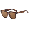 Classic tortoise shell retro square sunglasses with brown lenses and silver rivets - Tortoise Shell Frame