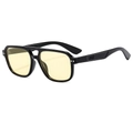 Retro pilot sunglasses with black thick frames and yellow lenses for outdoor streetwear style - Black Frame Yellow Lens