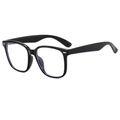 Classic retro square black frame sunglasses with decorative silver metal rivets - Black Frame Clear Lens