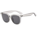 Modern square semi-transparent grey sunglasses with dark UV400 lenses on white background - Grey Frame / Black Grey Lens