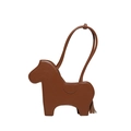 Borsa a spalla unica in pelle PU marrone a forma di cavallo con nappe e doppi manici - Marrone