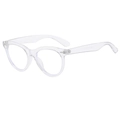 Classic transparent cat eye sunglasses with metal rivet details and clear frame design - Transparent Frame Clear Lens