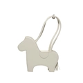 Elegante borsa a spalla color crema a forma di cavallo con frange e pelle liscia - Bianco