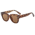 Classic tortoise shell retro sunglasses with dark tea lenses shown at a 45-degree angle - Tortoise Shell Frame
