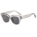 Classic retro sunglasses with grey transparent frame and dark grey lenses for fashion - Grey Frame / Black Grey Lens