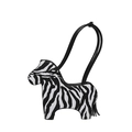 Unique zebra pattern horse-shaped PU leather shoulder bag with chic black fringe detail - Zebra Pattern