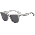Classic retro square sunglasses with grey translucent frames and dark grey lenses for driving - Grey Frame / Black Grey Lens