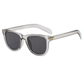 Retro vintage translucent grey sunglasses with dark lenses and gold arrow detail - Grey Frame / Black Grey Lens