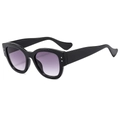 Fashion oversized black gradient sunglasses with stylish silver rivet details on the frame - Black Frame Gradient Gray Lens