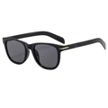 Classic retro black sunglasses with gold arrow metal accents on smooth resin frames - Black Frame Black Grey Lens