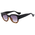 Retro black and tortoiseshell sunglasses with violet gradient lenses and silver rivets - Black Tortoise Frame Gradient Gray Lens