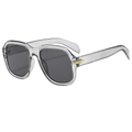 Modern vintage oversized square sunglasses with transparent gray frame and dark lenses - Grey Frame / Black Grey Lens