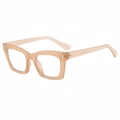 Montatura per occhiali quadrata alla moda beige champagne con design retrò anti-luce blu - Tè Traslucido / Marrone