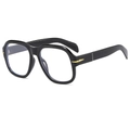 Modern vintage square sunglasses with thick black frames and golden arrow metal accents - Black Frame Clear Lens
