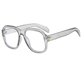 Modern vintage square oversized sunglasses in transparent grey with gold arrow detail - Grey Frame (Clear Lens)