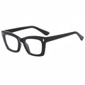 Montatura per occhiali quadrata nera classica con rivetti in argento e stile retrò - Montatura Completamente Nera / Nero