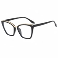 Montatura occhiali cat-eye neri classici con bordo in metallo dorato e lenti chiare - Montatura Nera
