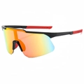 Lunettes de soleil de cyclisme rétro avec monture noir rouge et verres colorés - Monture Noire Verres Miroir Rouge