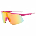 Lunettes de soleil de cyclisme rétro avec monture rose et verres arc-en-ciel colorés - Monture Rose Vif Miroir Rouge