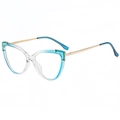 Classic cat eye glasses frame with gradient blue finish and slim golden metal temples - Gradient Blue Frame