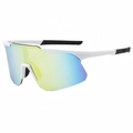Lunettes de sport cyclisme blanches classiques avec verres dégradés colorés - Monture Blanche Miroir Doré