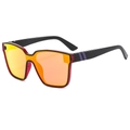 Occhiali da sole oversize rosso scuro con lenti sfumate arancioni e aste nere - Montatura Nero Rosso Specchiato Rosso