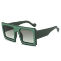 Green glitter square oversized sunglasses with chunky wave temples and gradient lenses - Green Frame / Green Lens