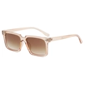 Classic square retro sunglasses with champagne frames and brown gradient lenses - Tea Frame Gradient Tea Lens