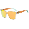 Oversized transparent sunglasses with orange mirrored lenses and gradient orange-green arms - Transparent Frame Orange Mirror Lens