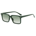 Classic retro square sunglasses with dark green frames and silver metal accents - Green Frame / Green Lens