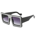 Fashion oversized square glitter sunglasses with black frame and purple gradient lenses - Black Frame Gradient Gray Lens