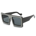 Square oversized sunglasses in black frame featuring silver glitter and dark grey lenses - Black Frame Black Grey Lens