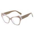 Lunettes anti-lumière bleue œil de chat avec monture contrastée transparente et kaki - Kaki Transparent