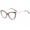 Classic tortoise shell cat-eye glasses frame with slim light gold metal temples - Coffee Tortoise Frame