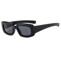 Futuristische Punk-Sonnenbrille mit dickem, glänzendem schwarzem Rahmen und grauen Gläsern - Matt Schwarz Rahmen Schwarz Graue Gläser