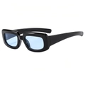 Y2K punk style square sunglasses with black frames and light blue tinted lenses - Black Frame Blue Lens