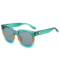 Retro oversized square sunglasses with gradient transparent frames and UV protection - Green Frame Grey Lens