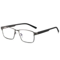 Classic gunmetal square blue light blocking glasses with stylish rectangle metal frame - Gunmetal Frame