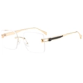 Retro rimless square sunglasses with gold metal frames and clear lenses for fashion wear - Gold Frame Clear Lens