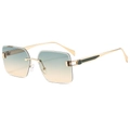 Retro rimless square sunglasses with gradient teal lenses and gold metal temples - Gold Frame Green Yellow Lens
