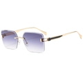 Modern rimless oversized sunglasses with purple gradient lenses and golden metal frames - Gold Frame Gradient Grey Lens