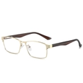 Gafas cuadradas modernas de metal dorado con patillas oscuras y lentes de luz azul - Dorado
