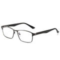 Gafas cuadradas anti-luz azul estilo negocios en color gunmetal, vista de 45 grados - Color gunmetal