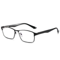 Montura de gafas cuadrada negra clásica de metal ligero con un acabado mate - Negro
