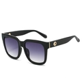 Retro oversized black sunglasses with gradient purple lenses and gold ring detail - Black Frame Gradient Gray Lens