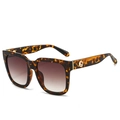 Vintage square tortoiseshell sunglasses with brown gradient lenses and gold accents - Leopard Frame Gradient Tea Lens