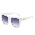 Retro oversized square sunglasses with white frames and purple gradient lenses - White Frame Gradient Grey Lens