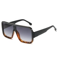 Square oversized sunglasses with black and tortoise shell frame and gradient lenses - Black Leopard Frame Gradient Grey Lens