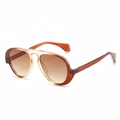 Modern aviator sunglasses with amber frames and gradient brown lenses for stylish street wear - Tea Frame Tea Lens